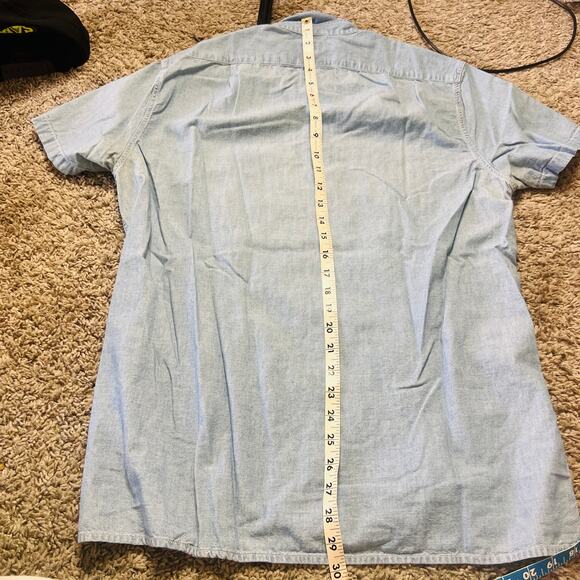 J Crew Mens Short Sleeve Denim Polo Top Size M - Picture 3 of 4